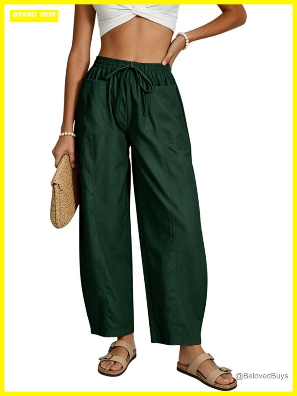 Cotton Linen Palazzo Harem Pants High Waist Wide Leg Casual Loose Comfy Beach